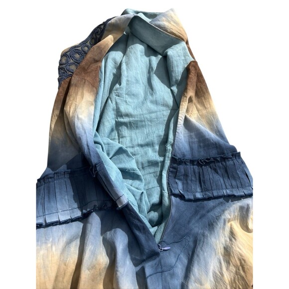 Vtg Domin y2k dark fairy grunge dress blue brown Hippie Tie Dye - Picture 12 of 15